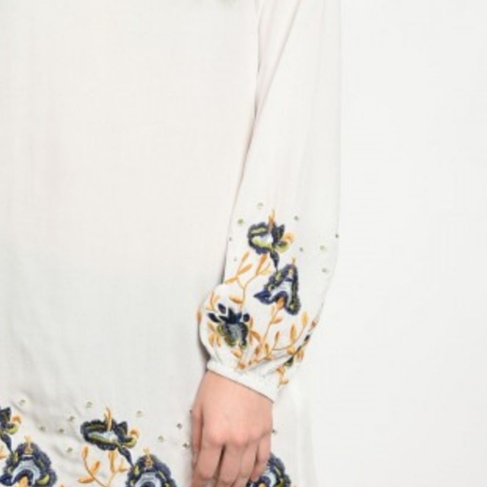 💋IVORY  PRINT BORDER DRESS - Picture 5 of 6